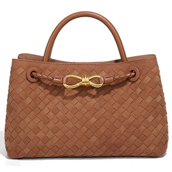 Suede Woven Tote Bag Retro Woven Bag Handbag Bow Shoulder Satchel UwU - Picture 1 of 7